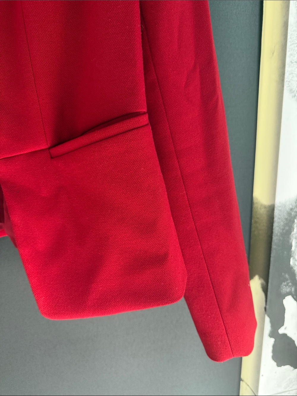 Ann Taylor Red Collarless Open-Front Blazer - Picture 3 of 5